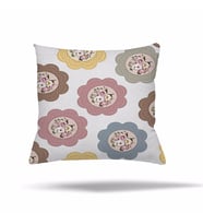 Patchwork Çiçek Desen Etnik Gizli Fermuarlı Yastık Kılıfı Kırlent Kılıfı Koltuk Yastık Kılıfı  (Beyaz-Pembe)
