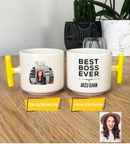 Kişiye Özel Karikatürlü Patron Hediye T Kupa Bardak Big Boss Kadın Patrona Doğum Günü Hediyesi (Sarı)