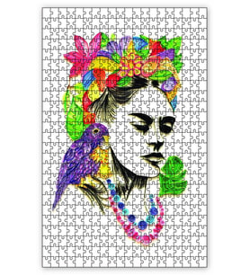 Cakapuzzle Frida Kahlo Renkli Çizim Puzzle Yapboz MDF (Ahşap) (1000 Parça)