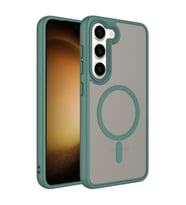 Vendas Samsung S23 Plus Uyumlu Flet Serisi Mat Arka Yüzey Wireless Şarj Destekli Magsafe Magic Smooth Kılıf (Yeşil)