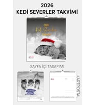 2026 Yeni Yıl Kedi Severler Takvimi - Masa ve Duvar Tipi, Hayvan Sever Takvimi (Model 2)