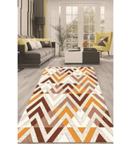 Dijital Kaymaz Taban Yıkanabilir Modern Renkli Salon Halısı Mutfak Halısı Yolluk ND-HT-1344 (Turuncu)