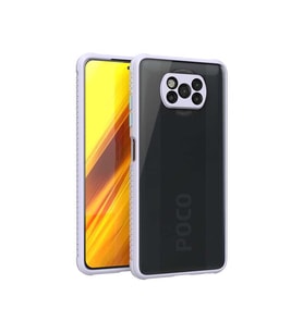 Xiaomi Poco X3 Kılıf Kenar Renkli Sararmaz Şeffaf Kapak (Mor)