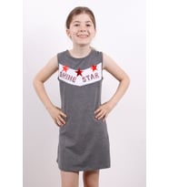 Toontoy Kız Çocuk Yıldız Varaklı Elbise (Antrasit Melanj)