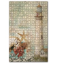 Cakapuzzle Fener Deniz Yıldızı Pusula Gemi Görseli Puzzle Yapboz MDF (Ahşap) (500 Parça)