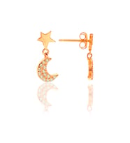 Kadın Zirkon Taşlı Ayyıldız Gümüş  Küpe DGN20413-353 (Rose)