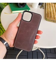 Modica Torino - Iphone 12-12 Pro Hakiki Deri Kaplama Telefon Kılıfı (Gri)