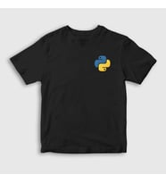 Presmono Unisex Çocuk Beyaz Logo Python Developer Yazılımcı T-Shirt 336402tt (Siyah)
