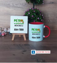 Petrol ve Doğalgaz Mühendisi Dekoratif Taş, Kupa Bardak Kırmızı Hediye (Model 1)