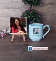 Halaya Hediye Fotoğraflı Dekoratif Taş, Kupa Bardak Beyaz Hediye (Model 5)