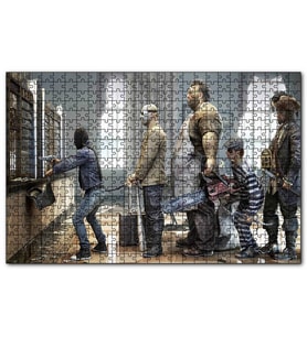 Cakapuzzle Banka Soygunu Sırası İllüstrasyon  Puzzle Yapboz MDF (Ahşap) (500 Parça)