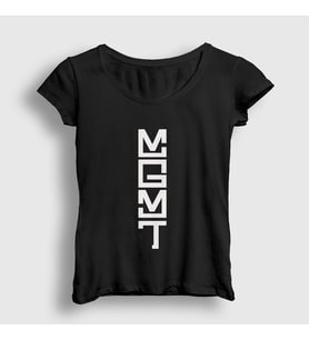 Presmono Kadın Beyaz Logo Rock Mgmt T-Shirt 491758tt (Siyah)