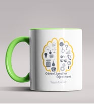 Kişiye Özel Görsel Sanatlar Öğretmeni Tema Siyah Renk Kupa  (Yeşil)