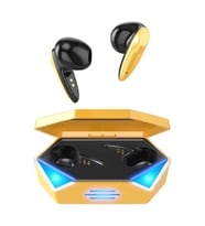 Tüm Akıllı Telefonlarla Uyumlu Işıklı Kulakiçi Kablosuz Bluetooth Kulaklık Oyuncu Kulaklığı Çift Mikrofonlu (Sarı)