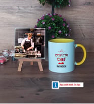 Aşçıya Hediye Fotoğraflı Dekoratif Taş, Kupa Bardak Beyaz Hediye (Model 7)