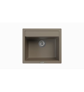 POLEX Cristalüx Granit Eviye P-08 Tezgah Altı Ve Tezgah Üstü Kare Mutfak Evyesi 55,5x50cm (TOPRAK-KAHVE)