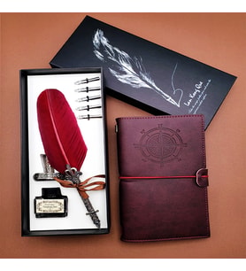 Divit Kalem ve Deri Defter Seti (Bordo)