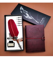 Divit Kalem ve Deri Defter Seti (Bordo)