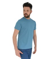 Erkek Büyük Beden Sıfır Yaka Tişört Penye BGL-ST02800 (Mavi)