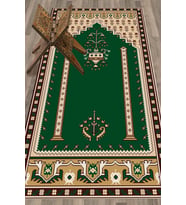 EVDEYA Dijital Baskılı Yıkanabilir Klasik Motifli Namazlık Seccade 70x130, SECCADE-31-BORDO, (Yeşil)