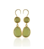Kadir Jewellery 22 Ayar Altın Kaplama Kadın Taşlı Küpe -El İşçiliği Ve Hipoalerjenik Küpe (Zeytin Yeşili)
