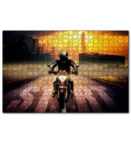 Cakapuzzle Motorsikletli Adam Günbatımı ve Gökdelenler  Puzzle Yapboz MDF (Ahşap) (500 Parça)