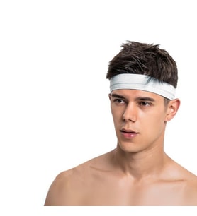 Spor Saç Bandı Sporcu Erkek Kafa Bandı Headband Tenis Gym Ter Bantı Spor Fitness Saç Bantları Yoga Crossfit Bisiklet Koşu Yürüyüş Erkekler İçin Süper Penye Esnek Canlı Likralı İddia Geniş Alın Bandı (Beyaz)