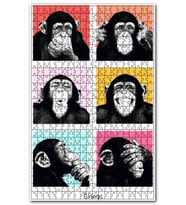 Cakapuzzle Şempanze Görmedim Duymadım İştmedim Görseli Puzzle Yapboz MDF (Ahşap) (1000 Parça)