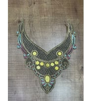 20X16 CM TAŞ VE NAKIŞ İŞLEME GÜPÜR YAKA GİYİM YAKA DİKİŞ AKSSESUARI (Sarı)