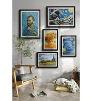 Van Gogh Tablo Sanatsal Ünlü Ressam Çerçeveli Çoklu Tablo Modern Çerçeveler Ev Dekoru ÖZC-450 (Ceviz)