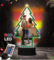Yılbaşına Özel Fotoğraflı Çam Ağacı Karikatür 3D Led Lamba (RGB)