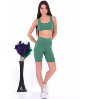 Kadın Sporcu Crop Tayt Takım  (Yeşil)
