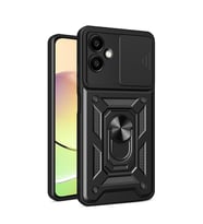 Galaxy A06 Kılıf Magnetik Standlı Kamera Korumalı Zore Sürgülü Vega Kapak (Siyah)