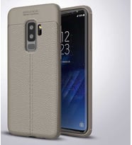 Galaxy S9 Plus Kılıf Zore Niss Deri Desenli Silikon Kılıf (Gri)