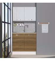 Decoraktiv Mini 90 MDF Hazır Mutfak Dolabı - Tezgah Dahil - Parlak Beyaz (Beyaz - Pera)