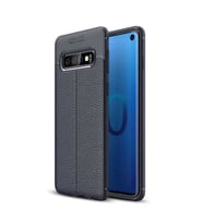 Galaxy S10 Kılıf Zore Niss Deri Desenli Silikon Kılıf (Lacivert)