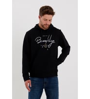 Erkek Kapşonlu  Oversize Fit Brooklyn Baskılı İnce Sweatshirt SPR23SW361 (Siyah)