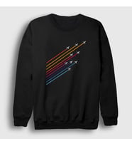 Presmono Unisex Beyaz Show Pilot Airplane Uçak Sweatshirt 411667tt (Siyah)