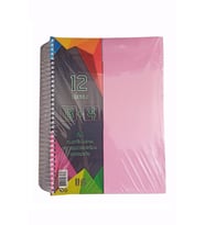 8+4 Ayraçlı Defter 12 Konulu 300 Yaprak 1 Adet 8 Kareli 4 Çizgili Spralli Plastik Kapak Seperatörlü (Pembe)