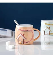 Livava Barınak Seramik Kupa, Mavi, 8,5x8 (Turuncu)