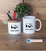 Uykucu Panda Kalemlik, Kupa Bardak T Kişiye Özel Hediye (Model 4)