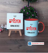 Optisyen Dekoratif Taş, Kupa Bardak Kırmızı Hediye (Model 12)