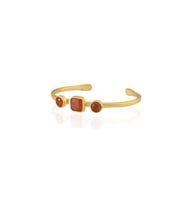 Kadir Jewellery 22 Ayar Altın Kaplama Zirkon Taşlı Ayarlanabilir Vintage Bilezik (Kırmızı)