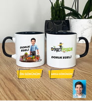 Kişiye Özel Karikatürlü Diyetisyen Kupa Bardak Diyetisyenler Günü Hediyesi Erkek Diyetisyene Hediye (Siyah)