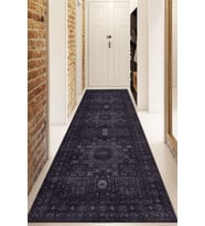 Dijital Baskılı Kaymaz Taban Yıkanabilir Modern Yolluk Ve Koridor Halısı NDU-SD-338 (Siyah)