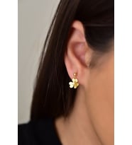 Papatya Silver 925 Ayar Gümüş Gold Kaplama Zirkon Taşlı Frezya Çiçeği Küpe (Beyaz)