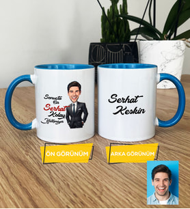 Kişiye Özel Karikatürlü Kolay Yetişmiyor Hediye Kupa Bardak Erkek Sevgiliye Abiye Babaya Doğum Günü Hediyesi (Mavi)