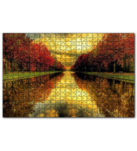 Cakapuzzle Sonbahar Renklerinde Orman ve Su Yolu Puzzle Yapboz MDF (Ahşap) (1000 Parça)