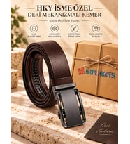 Hakiki Deri Deliksiz Mandallı Mekanizmalı Erkek Kemer İsme Özel (Kahverengi)