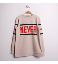 Toontoy Kız Çocuk Sweatshirt Never Baskı (Kahve Melanj)